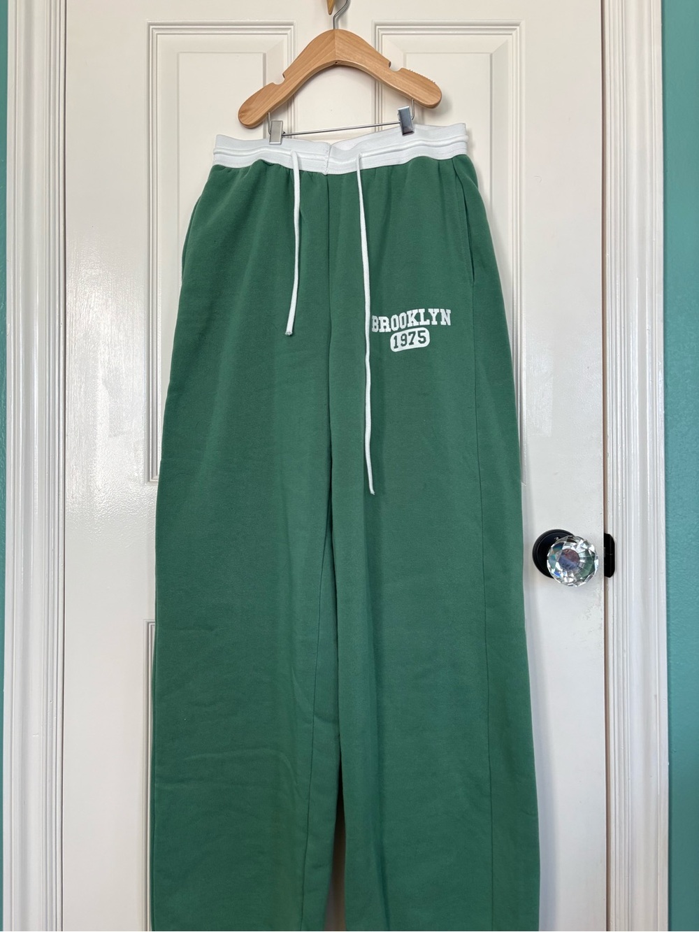 Brooklyn 1975 Green Wide-Leg Track Pants